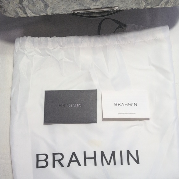 Brahmin Duxberry Snakeskin Embossed With Whiten And Brown Croc Embossed Handles! - Picture 4 of 17